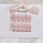 【𝐍𝐨.𝟐𝟕𝟒】1点限定サイズオーダー20％off💖チークネイル　ワンホンネイル　ラメグラデーション　ハート　ぷっくり　ネイルチップ　韓国ネイル　ハナネイル　274