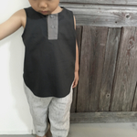〔sale〕ノースリーブシャツ  チャコールグレー×ライトグレー