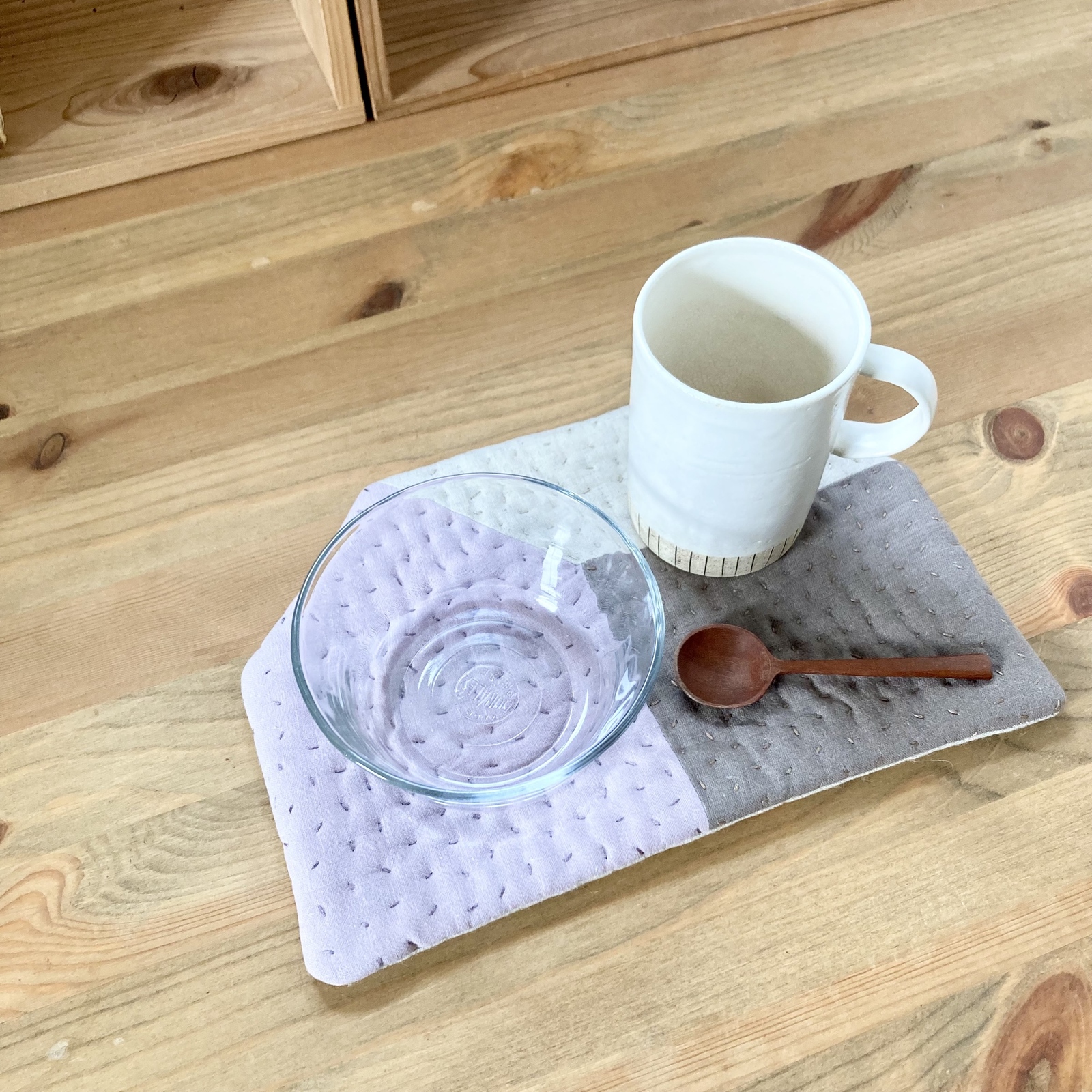 センターラグ１枚&ランチョンマットセット　パッチワーク仕上げ センターラグ1枚&ランチョンマットセット パッチワーク仕上げ