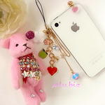 saly☆3wayクマさんのバッグチャーム&イヤホンジャック&ストラップ