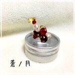 赤い夕焼けに白く光る星イヤリング