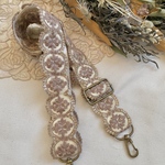 ★再販★ブラウンアーチ型インド刺繍リボンショルダーストラップ(アンティークゴールド金具)