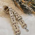 ✴︎再販✴︎レトロ柄アーチ型ベージュインド刺繍リボンのショルダーストラップ