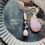 【御売約★0014mayu様】　　　PP380-114バンデットゲートBrazil+Asymmetry*天然石ピアス  ｽﾃﾝﾚｽｽﾁｰﾙ  *送料無料*　イヤリング＆樹脂ピアス交換OK　