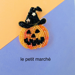 ジャック・オー・ランタンのビーズ刺繍ブローチ