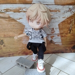kohaku-0410様専用☆Tシャツとサスペンダー付きロールアップパンツセット☆黒、カーキー☆ねんどろいどどーる 服