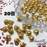 20個　8mm  猫　ネコ　ゴールド　ビーズ　パーツ　アモール