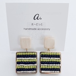 pierce／earring  wood×striped  green  black beige