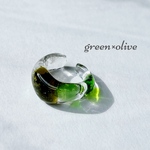 シーグラスイヤーカフ／green×olive／レジン　アクセサリー　クリア