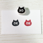 ねこの「OK」スタンプ　消しゴムはんこ　#129