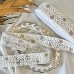 30cm/50cm  インド刺繍リボン  チュール  小花柄  ホワイト