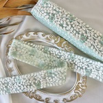 50cm  インド刺繍リボン  チュール  小花柄  ミント  #n2t30