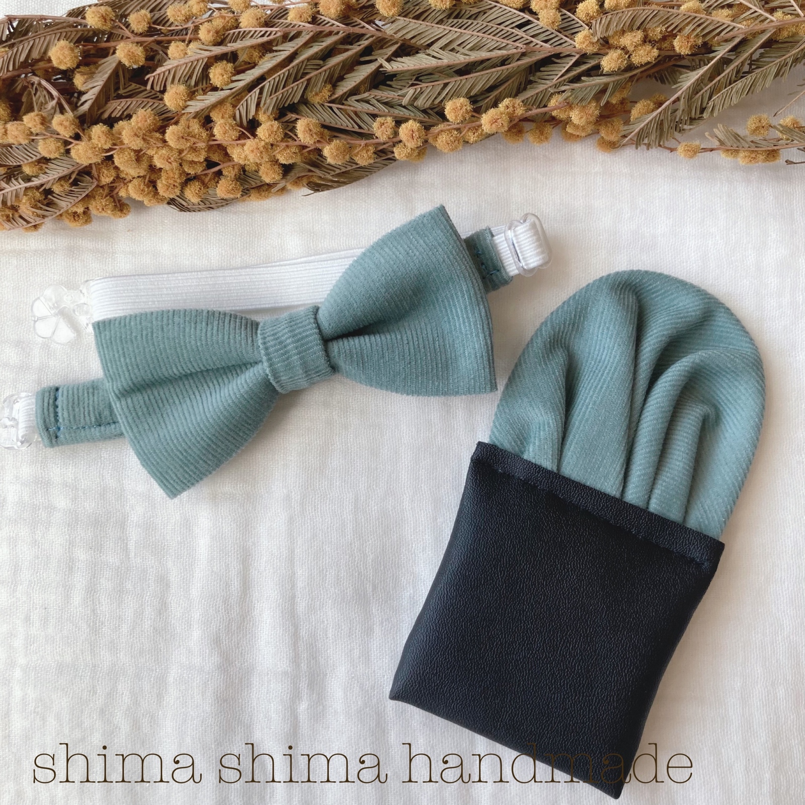 ハンドメイド☆ハンドメイド蝶ネクタイのラッピング画像☆チーフも同様 