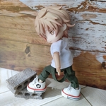 uki816様専用☆Tシャツとサスペンダー付きパンツセット☆単品ロールアップパンツ黒☆ねんどろいどどーる 服