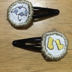 手刺繍子どもヘアピン 素朴の世界〜梅雨の日〜