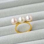 【限定品】天然パールの３連リング　Équilibre 3  gold　RH009G