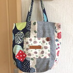 毎日の便利に使えるトートバッグ☆色いろパッチワーク2090⑥・サブバッグ・エコバッグ