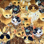 USAコットン*タイムレストレジャーズ* ジュエリーキャッツゴールドメタリック45cm