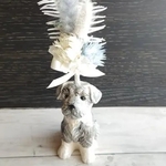 犬のフラワーベース A　スティックフラワー付き　プリザーブドフラワー　カラードライフラワー