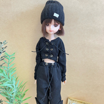 黒　レースアップ　ニット　トップス　ピュアニーモ　リカちゃん　コート　アウター　ワンピース　ブルゾン