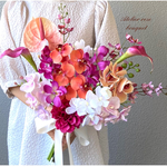 🍀オーダーブーケL受付ページ💐ブートニア付き✨ウェディングブーケ　アーティフィシャルフラワー　アーティフィシャルフラワーブーケ　ブライダルブーケ　前撮り　胡蝶蘭　アンスリウム　カラー