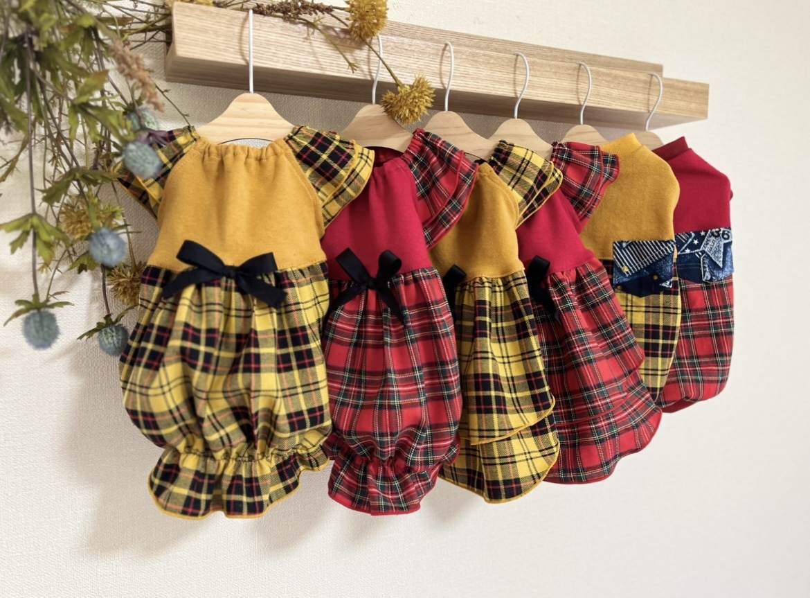 犬服ハンドメイド＊タータンチェックなバルーンタンク 4f0fdf24751f02ffc3ca65237f25da
