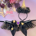 ペット用カチューシャ&チョーカーセット💖金の魔法使い⑤🧙‍♀️ ハロウィン🎃