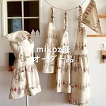 【mikoz様オーダー品】ギンガムチェックがポイント 女の子用 子供 キッズ エプロン＆三角巾【受注制作】
