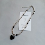 【ビーズネックレス♡】silver × black 