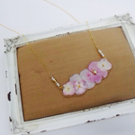 本物のお花✴︎14kgf あじさいビジューネックレス　Gold 