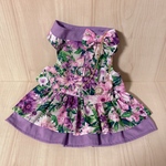リボンワンピース♡パープル花柄（バッグ付き）
