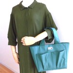 SALE!＊送料込み＊ポケットいっぱい帆布トート（ターコイズ）