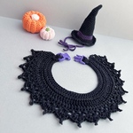 再販 🎃 🐈‍⬛ cat necklace＋ お帽子セット 2023 ハロウィン 魔女 【猫 首飾り 首輪  セーフティバックル  かぎ針編み】