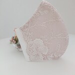 感謝価格💕50%offチュールレース刺繍マスク(ピンク地に白の花)