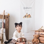 ＊予約＊Halloween tapestry / 〈long〉checkered pumpkins | コットンリネン | ハロウィン | 飾り | タペストリー