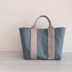 帆布トートバッグL 横マチ  ブルージェイド×アイスグレー  倉敷帆布