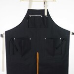 黒×黒 ８号帆布・新首掛けエプロン１型 　丈夫なエプロン　男女兼用です。