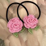 レース編み♪ミニ薔薇ヘアゴム2個セット
