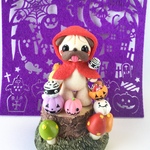 ハロウィン*赤ずきんちゃんコスチューム・パグちゃん・オブジェ*置物
