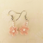お花のピアス1組★ピンク★レース編み♪1点もの