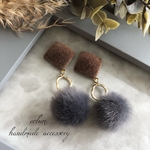 冬のベルベット×ファーピアス＊イヤリング /2color/サージカルステンレス