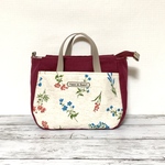 ワイン＊ミニチューリップバッグ＊ミニラウンドバッグ＊ボタニカル柄✖️ワイン＊ミニバッグ＊ショルダー対応＊ポシェット