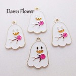 【D-0861】5pcs　ゆうれい　25×18mm　ホワイト　チャーム　ハンドメイドパーツ
