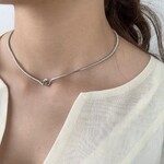 S925シルバー　シンプル スネークチェーンとメタルチョーカー　 ネックレス　ラッピング metal choker