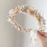 【 1点のみ】baby&kids花冠ホワイト　ベージュ　ベビー　キッズ　花冠　ドライフラワー　プリザーブドフラワー