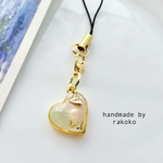 天然石⭐︎ 細石⭐︎レジン　Heartミニチャームストラップ⭐︎ マスクチャーム⭐︎ ペンダントトップ（アクアマリン/ローズクォーツ）