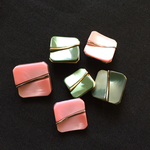 アンティークボタン squ pink&green 6piece
