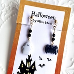 【ハロウィン早割10%OFF】ハロウィン早割企画　ハロウィン ◆ オバケ ＆ コウモリ ◆ ピアス•イヤリング•ノンホールピアス Minette☆-113