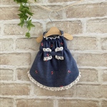 オーダー☆チェリー🍒刺繍デニムのキャミワンピース☆ピンク