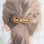 ヘアクリップ　No.143 ピンク系　スモーキーピンク　フラワー　花　パール系　普段使い　髪留め　ヘアアクセサリー　ハーフアップ　ヘアアレンジ　くすみカラー　セレモニー　パーティー　ワイヤーフラワー